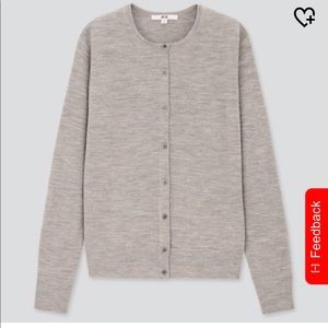 NWT Uniqlo Gray Merino wool cardigan